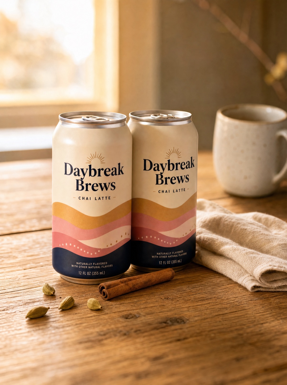 Two Daybreak Brews cans together